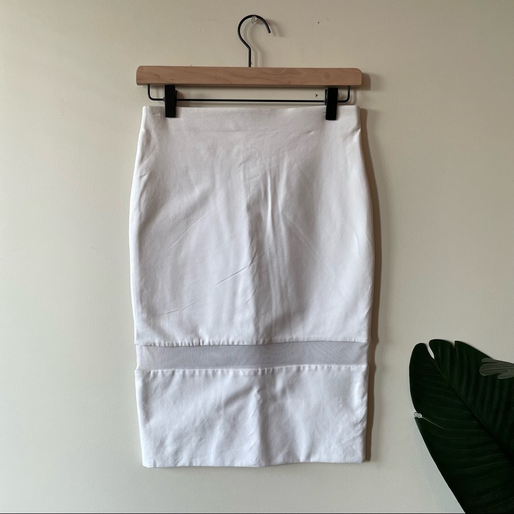 White Skirt w/ Mesh Panel Stripe